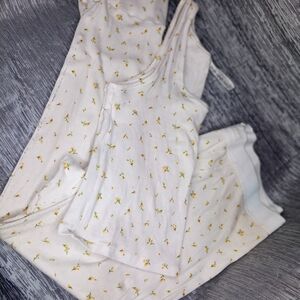 SKIMS White and Yellow Pajama Set Intimates Sleepwear